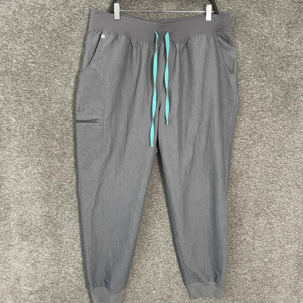 FIGS Pants Womens 3XLT Gray High Waisted Zamora Yoga Jogger Scrub Pockets Work